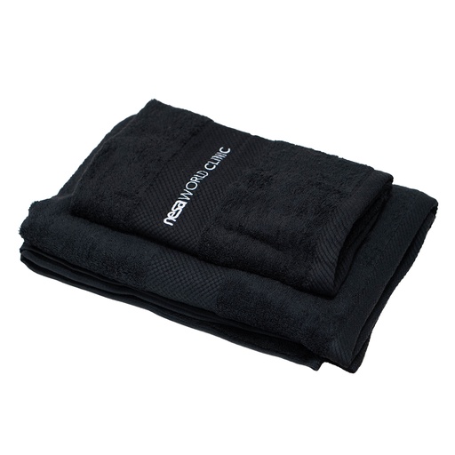 [M0050] TOALLA SOAP lavabo Algodón Rizo NEGRO +bordado blanco